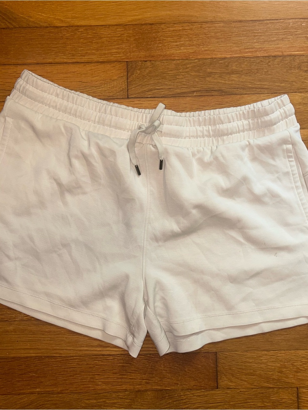White Elastic-Waist Athletic Shorts